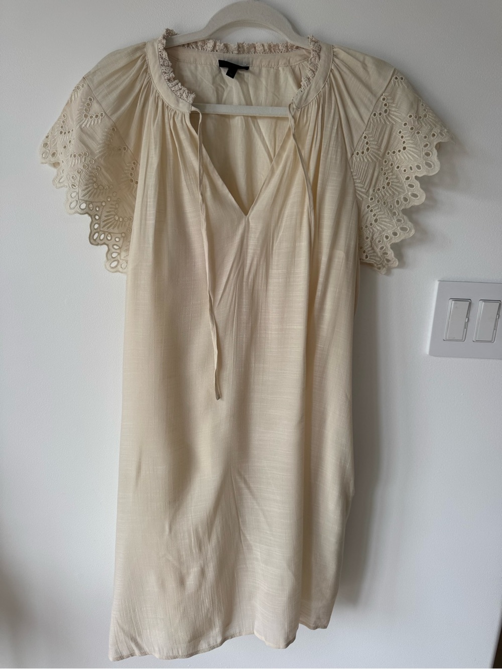Who What Wear Cream Crochet-Trim Blouse